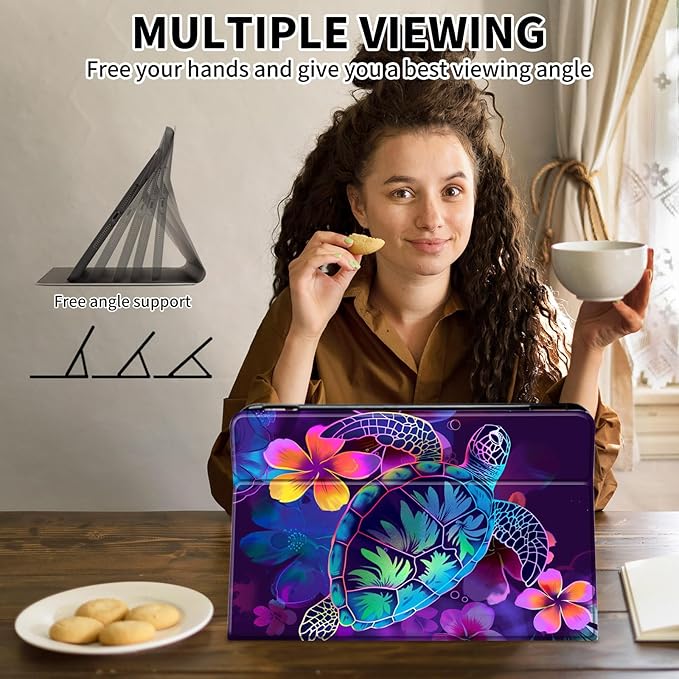 Case for 7" Kindle Paperwhite 12th Generation 2024 & Kindle Colorsoft Signature Edition,Leather Folio Adjustable Stand Cover Auto Wake/Sleep for Kindle Paperwhite 2024,Glitter Sea Turtle