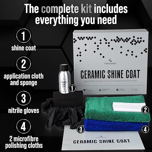 Professional Ceramic Coating for Cars - 9H Nano Technology Car Ceramic Coating kit for Protection, High Gloss, Shine and Hydrophobicity, Clear Ceramic Car Coating and Paint Protectant