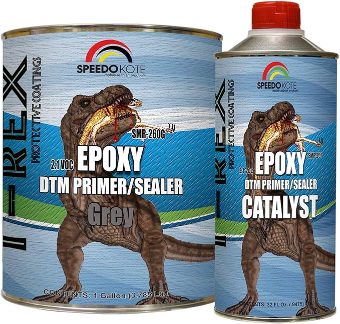Speedokote Epoxy Fast Dry 2.1 low voc DTM Primer & Sealer Gray Gallon Kit, SMR-260G/261