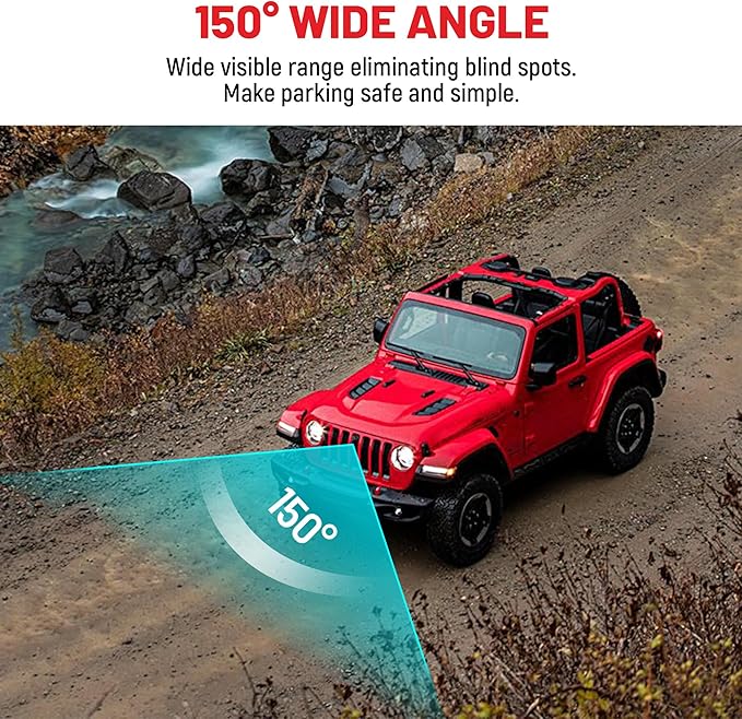 RED WOLF Front View Camera Select for Jeep Wrangler JL/JLR/JLU/JT/Gladiator/Rubicon 2018-2021 Off-Road Forward Front Facing View Cargo Camera Kit Grille Metal Housing Mount, Wide Vision Waterproof