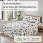 Ivellow Twin Sheets Set Kids 100% Natural Cotton Sheets Soft Breathable Lightweight Percale Bed Sheets 16" Deep Pocket Cartoon Dog Puppy Patterned Sheets Kids Twin Bedding Toddler Teen Dorm Essentials
