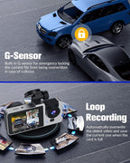 Dash Cam Front and Rear Inside, 4K/2.5K Full HD Dash Camera for Cars,Car Camera with Free 32GB SD Card,Built-in Super Night Vision,WDR,G-Sensor,24 Hours Parking Monitor, Loop Recording