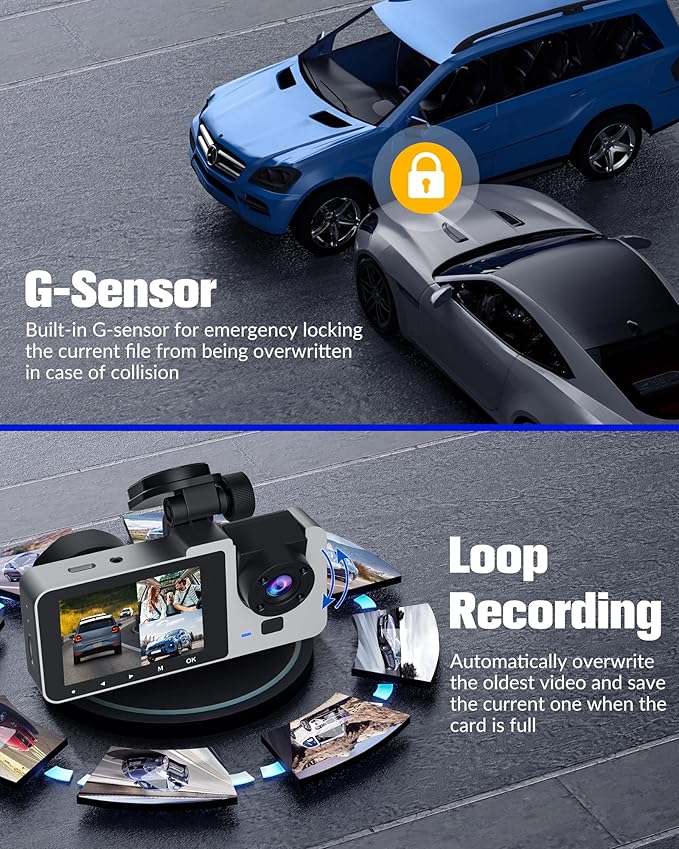 Dash Cam Front and Rear Inside, 4K/2.5K Full HD Dash Camera for Cars,Car Camera with Free 32GB SD Card,Built-in Super Night Vision,WDR,G-Sensor,24 Hours Parking Monitor, Loop Recording