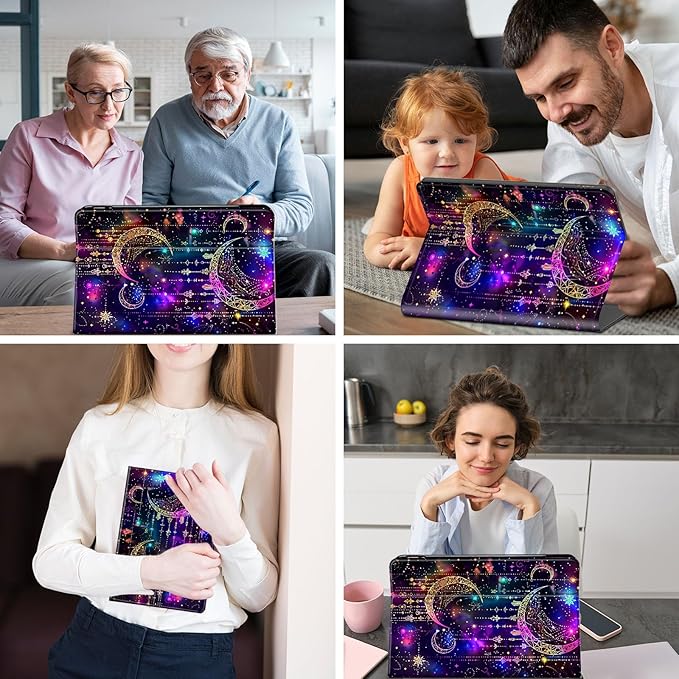 for Kindle 10th Generation Case 2019 Released 6",PU Leather Cute Slim Folio Adjustable Stand Smart Cover with Auto Wake/Sleep Case for 6 Inch Kindle 10th Gen 2019,Purple Glitter Moon