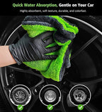 YeewayVeh 2-Pack 16"x16" Car Detailing Drying Towels, 1400 GSM Microfiber Drying Towels, for Final Water Chasing, Safe Drying of Gaps, Mirrors & Vehicle Interiors, Green