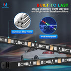 MICTUNING 8Pcs N8+ RGBW Underglow LED Lights for Cars, APP & Remote Dual Control, IP68 Waterproof Aluminum Multicolor Modes Music Soundsync Exterior Neon Accent Car Underglow Kit, 2 Years Warranty