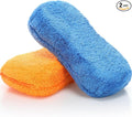 Tanlade 2 Pcs Large Microfiber Car Wash Sponge for Cleaning, Non Scratch Microfiber Sponges for Car Washing Supplies, Trucks and Motorcycles (Blue,Orange)