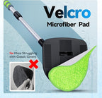 XINDELL Windshield Cleaner Tool, Car Window Cleaning Kit with 4 Reusable Microfiber Pads, Extendable Handle & 360° Rotating Head, Safety Hammer, Streak-Free Auto Glass Wiper for Car Truck SUV RV