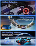4 inch Mirror Dash Cam,1080P Rear View Mirror Camera for Cars,Dual Dash Cameras Front and Rear HD Night Vision,24H Parking Monitoring,Loop Recording, Motion Detection,Reversing Assistance,32GB TF Card
