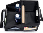 Front-Back Seat Car Organizer Box - Portable Passenger Seat Organizer, Odorless Fabric Car Seat Organizer, Universal Foldable Auto Seat Storage Caddy for Kids & Adults Road Trip Essentials (Black)