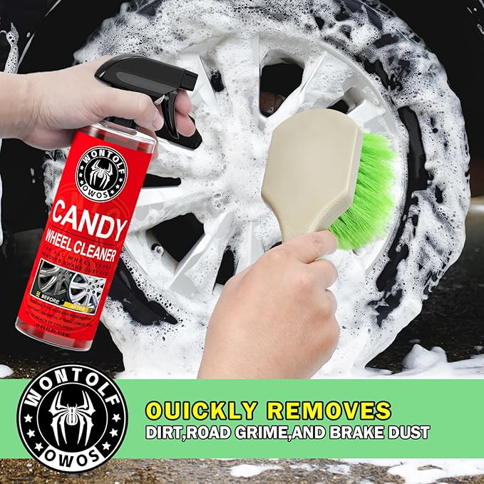 Wontolf Car Wash Kit, Car Cleaning Kit with Long Handle Car Wash Brush, Car Wash Soap, Interior Cleaner, Wheel Cleaner, Window Squeegee, Car Interior Detailing Kit for Cars Trucks RVs SUVs