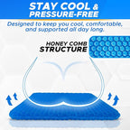 EcoNour Gel Seat Cushion for Long Sitting – Blue | Double-Layer Honeycomb Gel Cushion for Office Chair, Car & Wheelchair | Pain Relief for Tailbone, Sciatica & Back Support