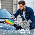 Wudan Rainbow Wash Mitt Microfiber 11.8'' Car Mitts for Washing Scratch Free Detailing Gloves for Auto Cleaning