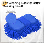 HARFINGTON Car Wash Sponge 9.1" x 4.7" Chenille Microfiber Mitt Scratch-Free Absorbent Scour Scrubber Cleaning Sponge for Washing Detailing on Cars, Trucks, SUV, Boats, RVs, Dark Blue