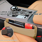 DXNQ Large Capacity Car Seat Gap Filler Organizer, Leather Car Front Seat Slot Storage Box Keeps Car Tidy, Portable Car Seat Gap Filler with 2 Charge Holes for Phones Glasses Keys Cards (Beige)