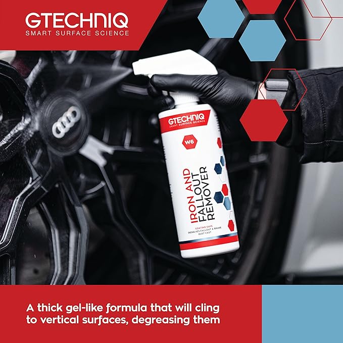 Gtechniq W6 Iron Removing Wheel & Paint Cleaner for Cars, Brake Dust Remover, Degreaser and Alloy Wheel Cleaner for Wheels, Rims and Paintwork, Safe on Coating - 500ml