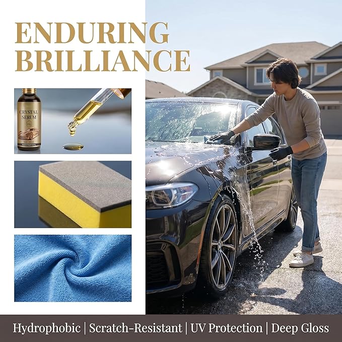 PTZ Crystal Serum for Cars - Advanced 9H Graphene Ceramic Coating for Cars, Professional Auto Ceramic Coating for Paint Protection, High Gloss Crystal Coatings for Car Plastic Parts & Wheels (3Pcs)