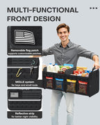 HOTOR Tactical Car Trunk Organizer - Foldable Trunk Organizer for SUV with Front MOLLE Pocket & Reflective Strips, Essential Car Accessories for Tools & Outdoor Storage, 11.6" x 31.9" x 11.0", Black