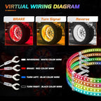 Nilight 4PCS 15.5inch Double Row LED Wheel Ring Lights RGB with APP and Remote Control Neon Lights w/Turn Signal and Braking Function Dual Row for Car Van SUV Truck