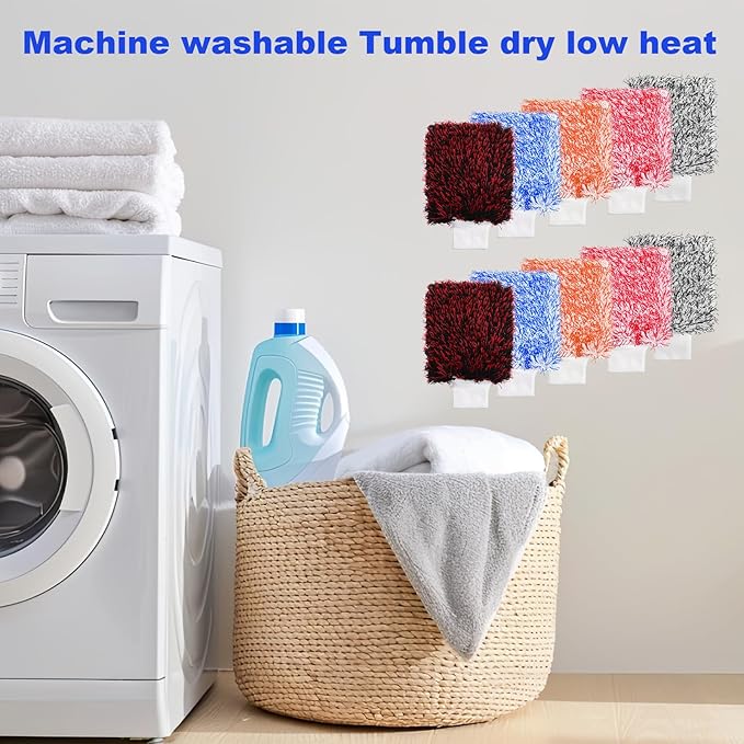 MAQUITA Microfiber Car Wash Mitt, 10Pcs Car Sponge Glove Wrapped in Soft, Plush Fiber Cloth Material, Safe Washing with Any Car Soap, Bucket for Cars Motorcycles Suvs Trucks Boats