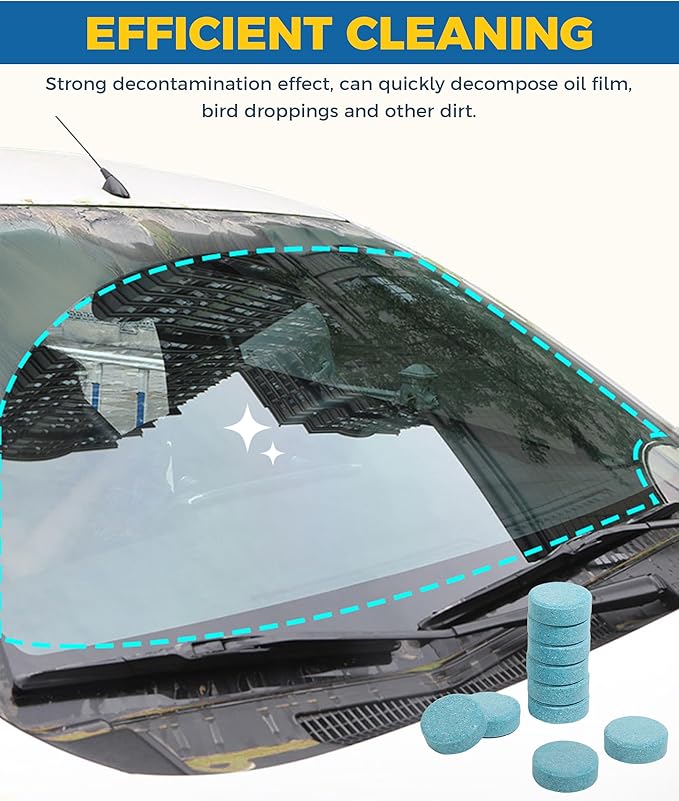 50PCS Windshield Washer Fluid,Windshield Washer Tablets,Car Accessories Windshield Washer Fluid Concentrate,Car Windshield Washer Fluid,Automotive Glass Cleaner,Use for Remove Windshield Stains