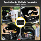 CloudDream Trunk Organizer for Car,70L Large Foldable Waterproof Organizer for SUV,Truck, Van & Sedan,3 Compartments, Black (Black-23.6")