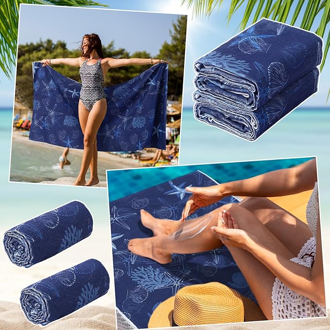 Hahafelt 2 Pack Car Seat Towel Covers Athletic Running Towel Performance Microfiber Post Workout Sweat Washable Cover Non Slip for Seat Outdoor Sport (Ocean)