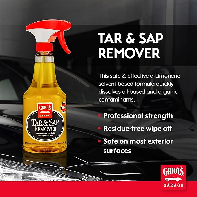 Griot's Garage Tar and Sap Remover for Car Cleaning and Detailing, Exterior Cleaner for Paint, Plastics, Wheels, and Chrome, 22oz, 10873