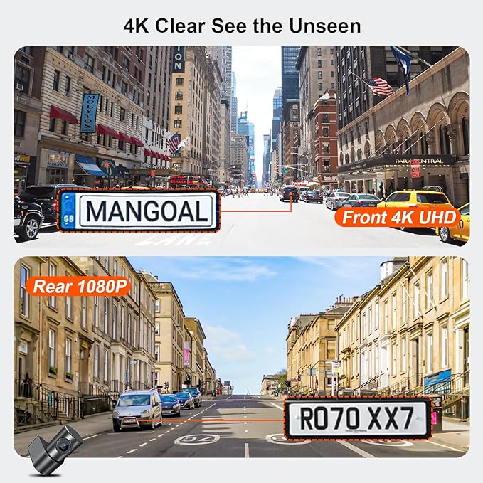 Mangoal Front 4K & Rear 1080P Dash Cam Custom for XC60 2018 2019 2020 2021(Model C),T5 T6,Integrated OEM Look, UHD 2160P Video, WiFi & App,Loop Recording,G-Sensor,Easy to Install,128GB Card