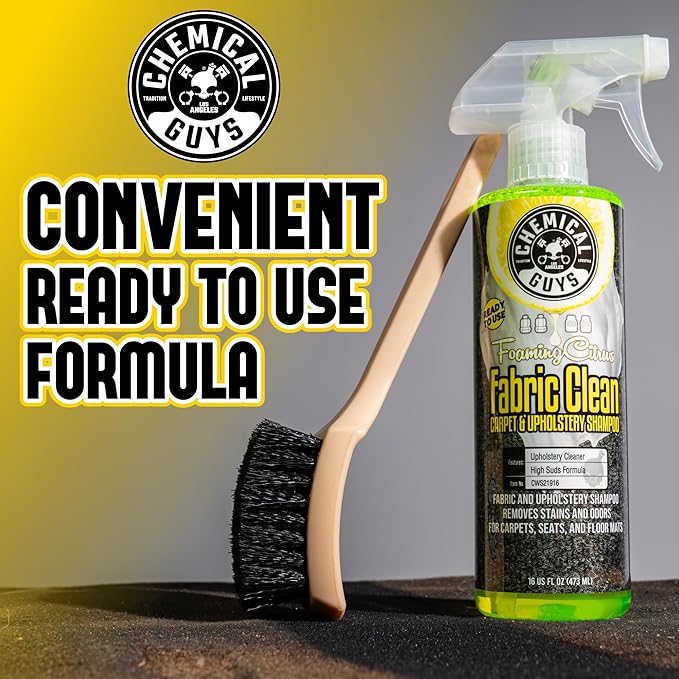 Chemical Guys CWS21916 Foaming Citrus Fabric Clean Carpet & Upholstery Cleaner, Ready to Use, Sprayable (for Carpets, Seats & Floor Mats), Safe for Cars, Home, Office, & More, 16 fl oz, Citrus Scent