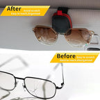 Yuoyar Sunglass Holder for Car, Magnetic Leather Sunglasses Holder and Ticket Card Clip, Car Visor Accessories, 2 Packs (Black-red)