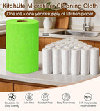 KitchLife Microfiber Cleaning Cloth Roll, 100 Pack - Tear-Away Microfiber Paper Towels, Lint-Free, Reusable, Washable for Kitchen, Car, Dishes, and Sensitive Surfaces (Neon Green)
