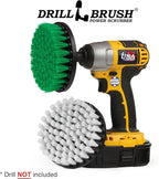 Household Cleaners - Drill Brush Soft White and Medium Green Combo Kit - Cleaning Supplies - Glass Cleaner - Scrub Brush - Leather, Shower Doors, Carpet, Fabric and Vinyl Seats - Kitchen Sink
