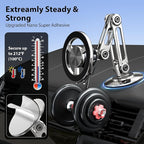 Ultra Magnetic Long-Arm Phone Holder Stand, Fits for MagSafe Car Mount Bracket【Windshield+Vent+Dash】, 360° Rotation Adjustable Strong Magnet Car Mount Desk Office Phone Cradle Holder, Silver
