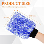 2PCS Car Wash Mitt, 11"×8" Cyclone Microfiber Cleaning Mitt for Cars, Scratch-Free & Lint-Free, Double Sided Automotive Washing Gloves, Universal Auto Cleaning Supplies (Blue+White)