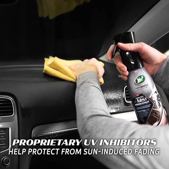 Turtle Wax 53482 Hybrid Solutions Streak Free Misting Car Interior Detailer and Cleaner, for Dashboards and Consoles, Use on Plastic, Vinyl, Leather, Rubber, Screens and Glass, UV Protection, 20 oz.