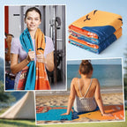 Hahafelt 2 Pack Car Seat Towel Covers Athletic Running Towel Performance Microfiber Post Workout Sweat Washable Cover Non Slip for Seat Outdoor Sport (Beach Camping)