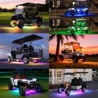 6PCS Golf Cart Underglow LED Light Kit with Built-in 12V-80V Reducer & Canopy Lights, APP & Remote Control, Sound Active Music Sync, IP67 Waterproof, Battery Drain Protect, for EZGO Yamaha Club Car