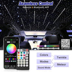 12W Twinkle&Meteor 2 in 1 RGBW Starlight Headliner Kit, 450pcs*0.03in*9.8ft+96pcs Shooting Star Lights for Car/Home Ceiling, Fiber Optic Lights with Bluetooth APP/Remote Control/Music Effect
