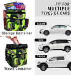 SIBOFUEGO Cute Car Trash Can with Lid – Multipurpose Collapsible Trash Bin for Car, Leak-Proof Organizer, Waterproof Garbage Can with Storage Pockets & Adjustable Straps, 2 Gallons (Camo Green)
