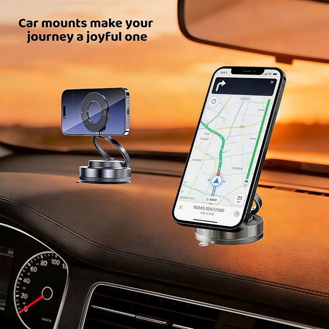 Upewefi 2026 Upgraded Car Phone Holder for Mag Safe, 3500gf Strongest Magnetic, 360° Adjustable Car Phone Holder, Phone Holders for Your Car (1pcs-Ring Shaped Black)