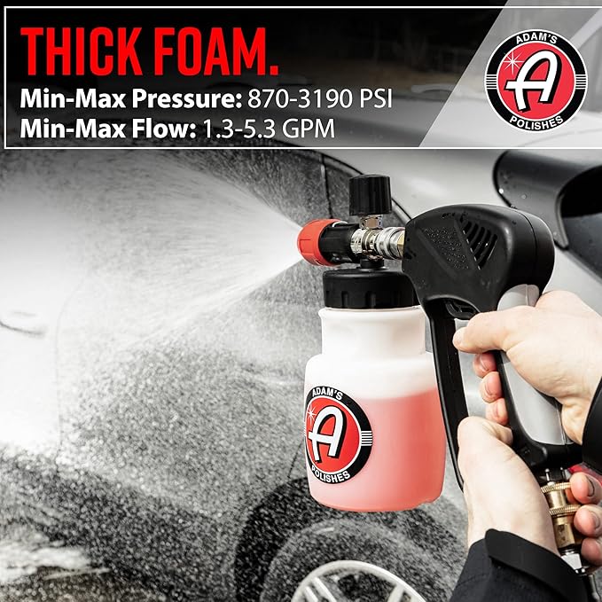 Adam's Polishes Premium Foam Cannon & Car Shampoo Bundle - Custom Snow Foam Cannon Soap Sprayer for Car Wash | Sprayer Cannister for Pressure Washer