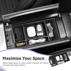 LUWU Center Console Organizer Compatible with 2022-2026 Benz C-Class C300/C300 4Matic/AMG C43/AMG C63 SE Performance W206 Accessories Armrest Console Storage Box Insert Tray ABS Material Black
