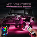 4 Pods Full Angle RGB Rock Lights Compatible with 12V Trucks Jeep UTV SUV ATV Boat Golf Cart, Waterproof Multi-Color, App/Remote Control Led Rock Lights with Music Mode(Patented)
