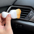 Car Detailing Brush, Soft Bristle Cleaning Brush, Scratch-Free Auto Duster Tool for Dashboard, Air Vents, Leather & Interior Cleaning (White&Brown)
