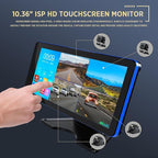 ASLONG 4K Backup Camera 4CH Dash Cam with 10.36" Quad Split Touch Screen & 4 AHD Front Rear Sides View Camera w/DVR Recording Music Video Playback Avoid Blind for RV Semi Trailer Truck Van