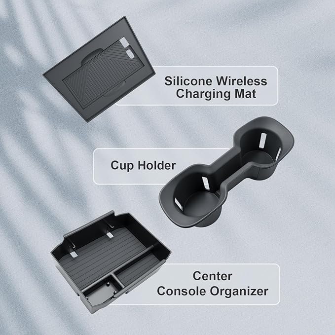 BIBIBO 3Pack for 2026 Subaru Outback Center Console Organizer 2026 Subaru Outback Console Armrest Tray+Cup Holder +Wireless Charging Mat 2026-Outback Insert Organizer Tray