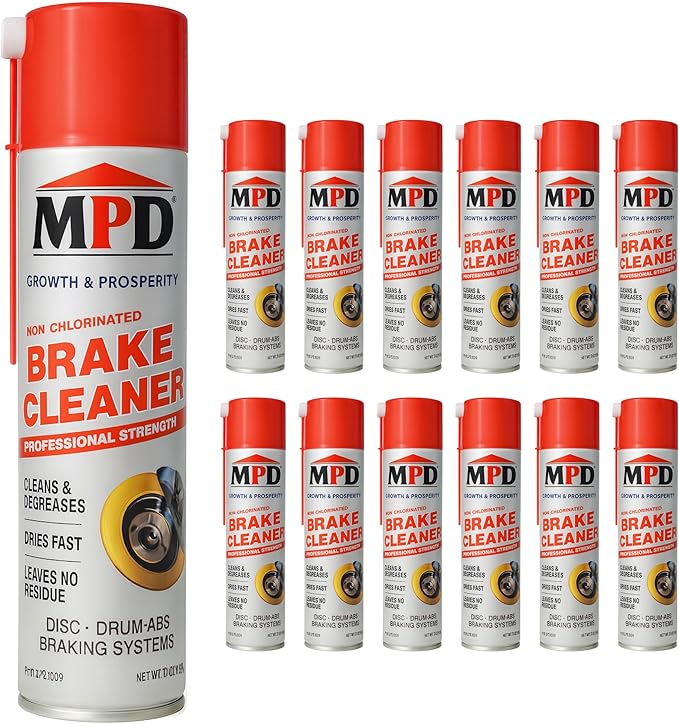 MPD - GP Non-Chlorinated Brake Cleaner – Fast-Drying Automotive Brake Parts Cleaner for Metal Components – Removes Grease, Oil & Brake Dust, Residue-Free, Professional-Grade Formula, 14oz (Pack of 12)
