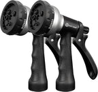 AUTOMAN-Garden-Hose-Nozzle, 2 Pack ABS Water Spray Nozzle, 7 Adjustable Watering Patterns, Slip Resistant for Watering Plants, Lawn& Garden, Washing Car, Showering Pets & Outdoor Fun.Silver Color