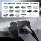 Level 1&2 EV Charger,J1772 16A EV Charger with 25FT Extension Cord Cable,Portable Electric Car Charger 240V NEMA 6-20 Plug&120V NEMA 5-15 Adapter for All SAE J1772